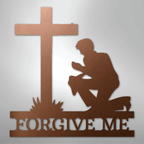 Kneeling Man Cross Personalized Memorial Steel Metal SignCustomly Gifts