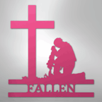 Kneeling Soldier Cross Personalized Memorial Steel Metal SignCustomly Gifts