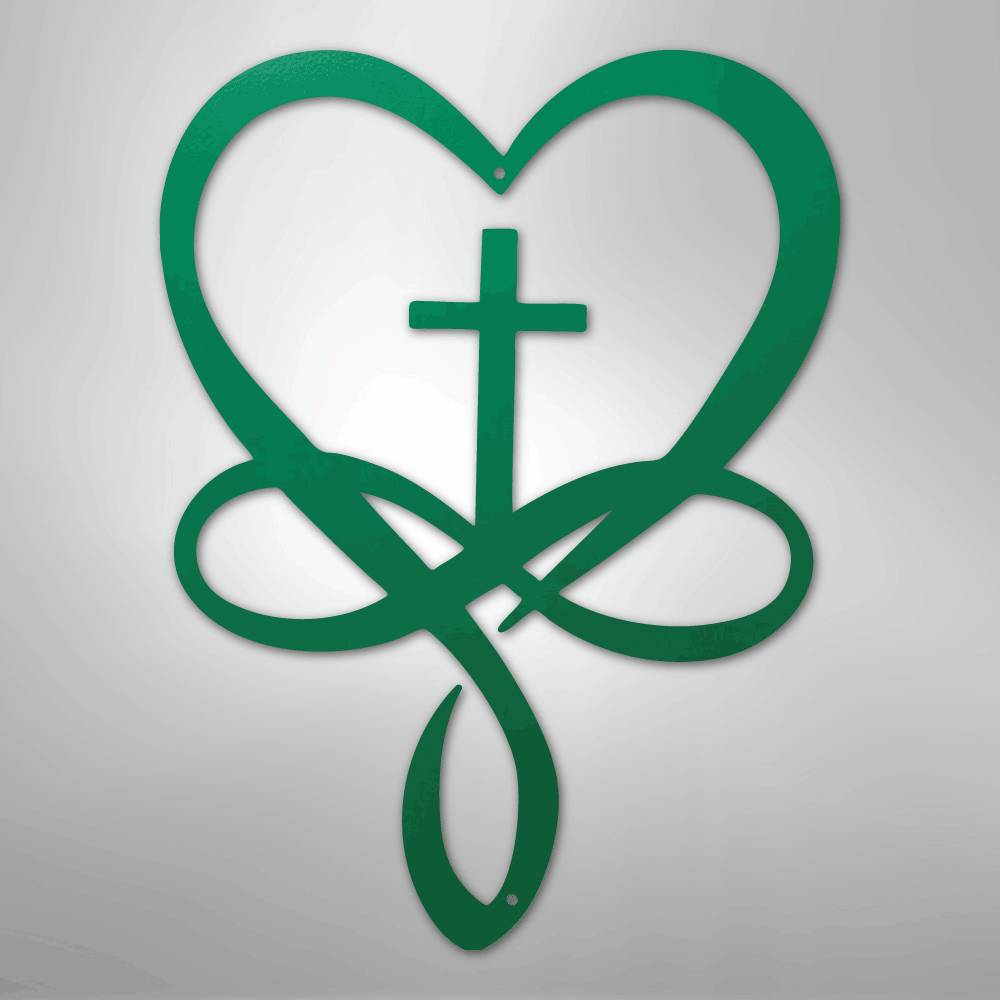 Love Infinity Cross - Steel Metal Sign Wall ArtCustomly Gifts