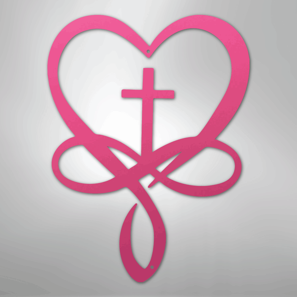 Love Infinity Cross - Steel Metal Sign Wall ArtCustomly Gifts