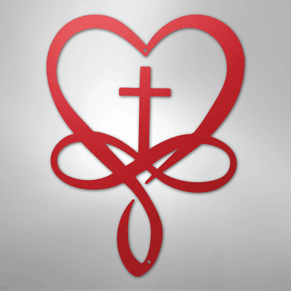 Love Infinity Cross - Steel Metal Sign Wall ArtCustomly Gifts