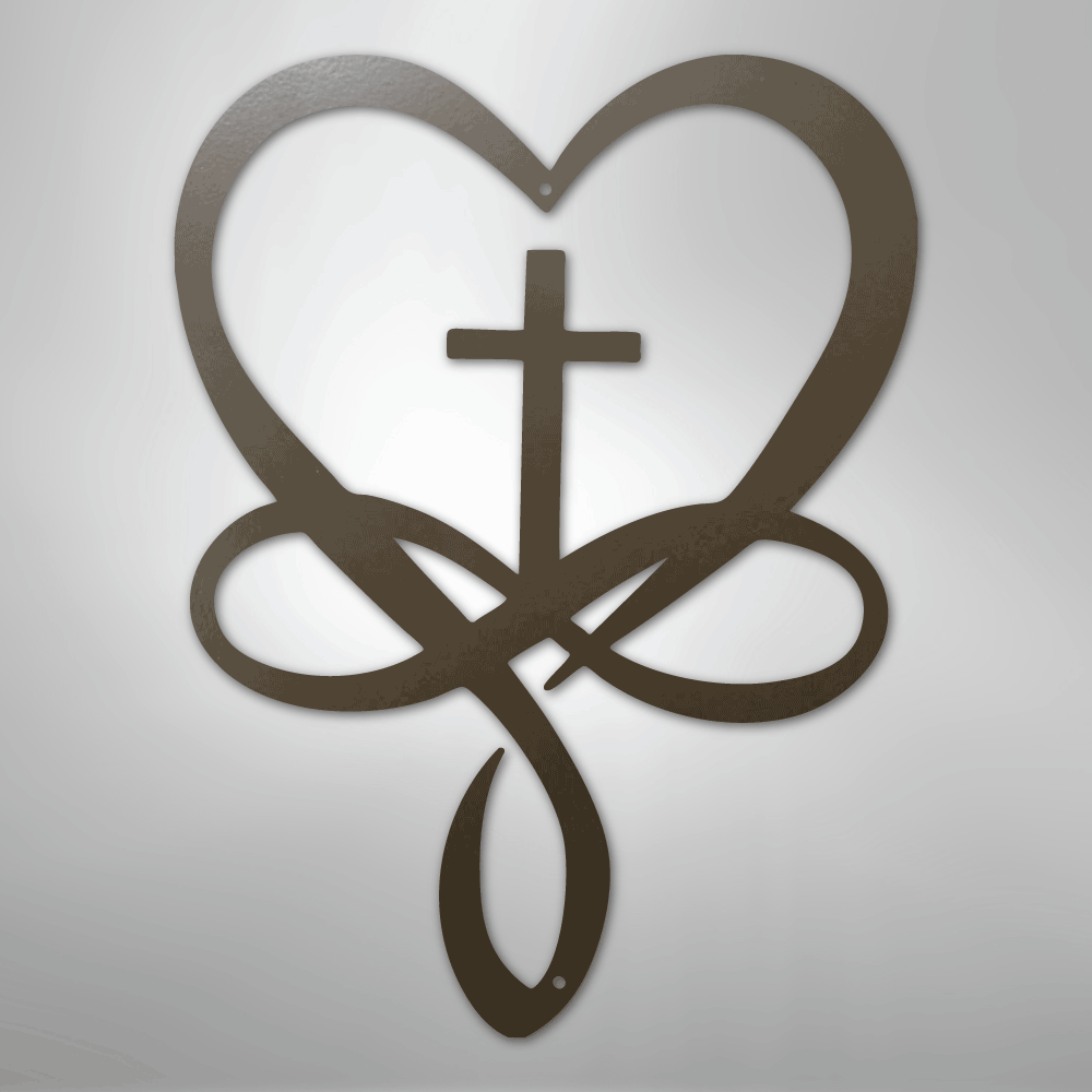 Love Infinity Cross - Steel Metal Sign Wall ArtCustomly Gifts