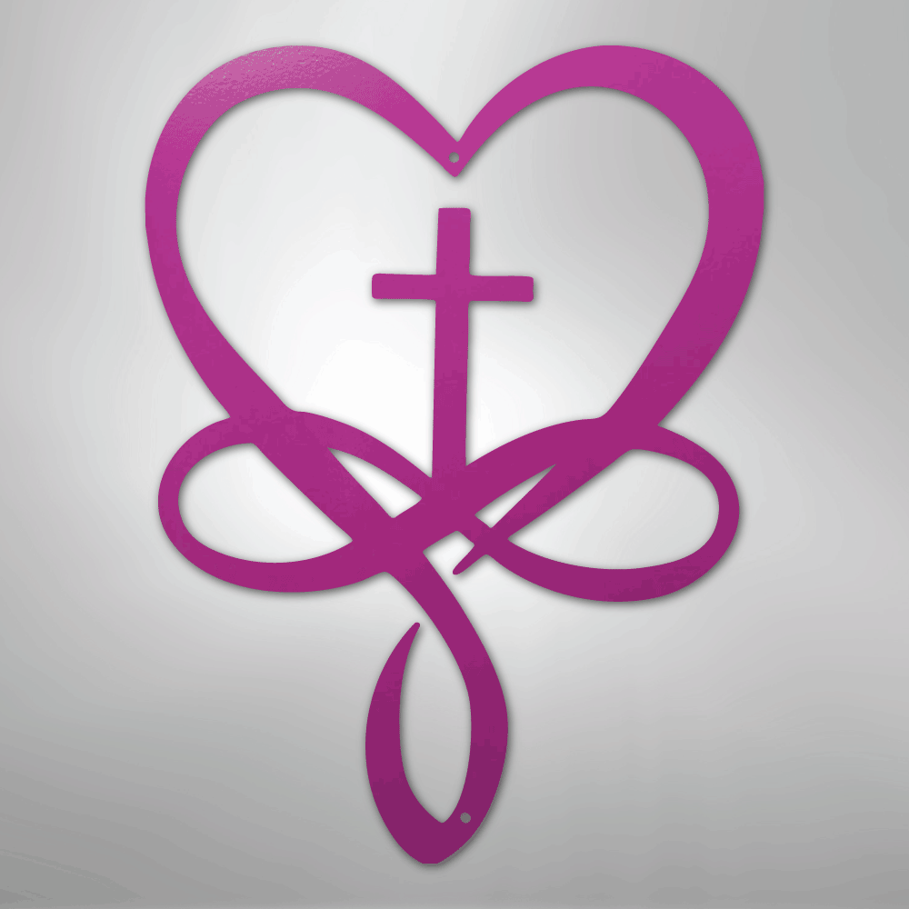 Love Infinity Cross - Steel Metal Sign Wall ArtCustomly Gifts