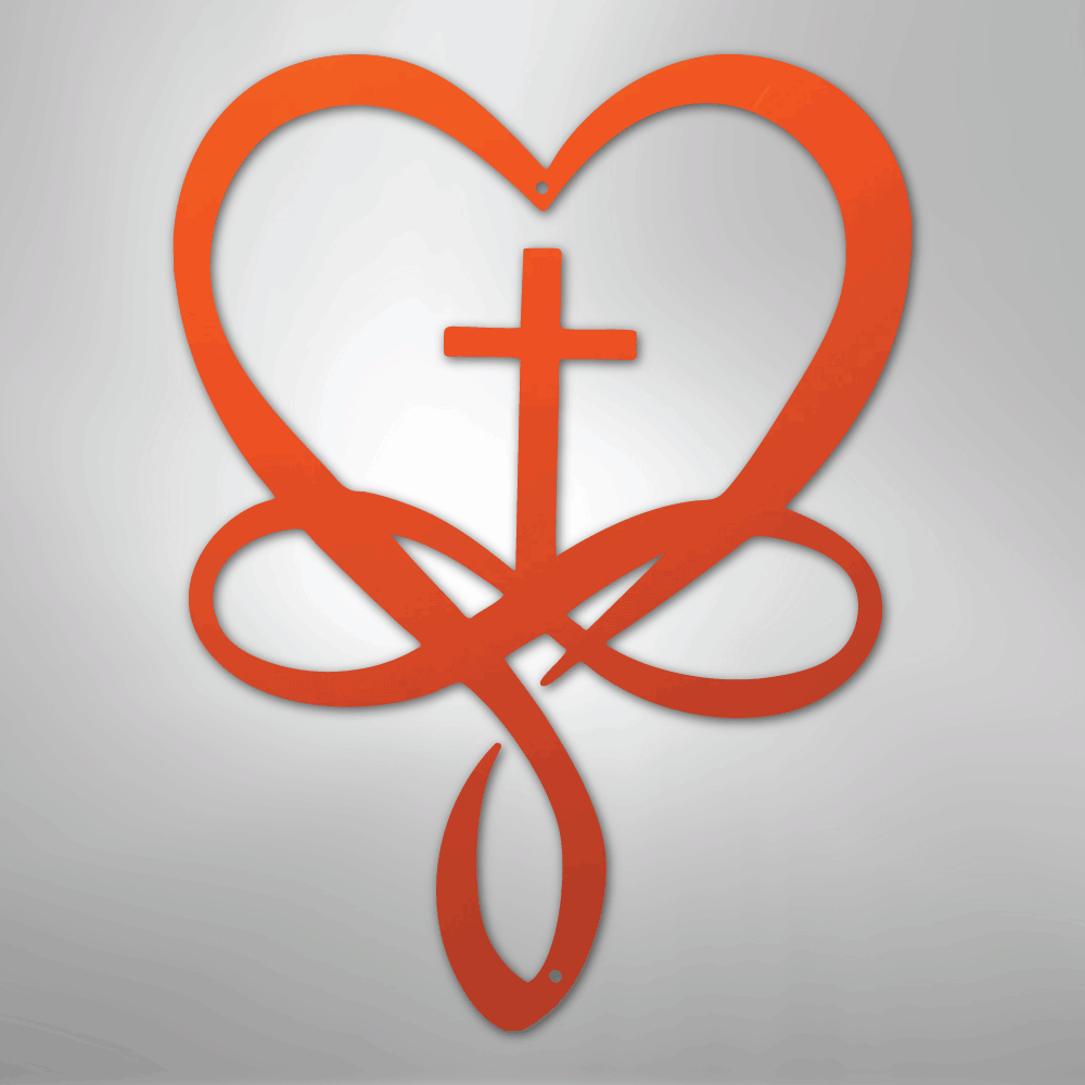 Love Infinity Cross - Steel Metal Sign Wall ArtCustomly Gifts