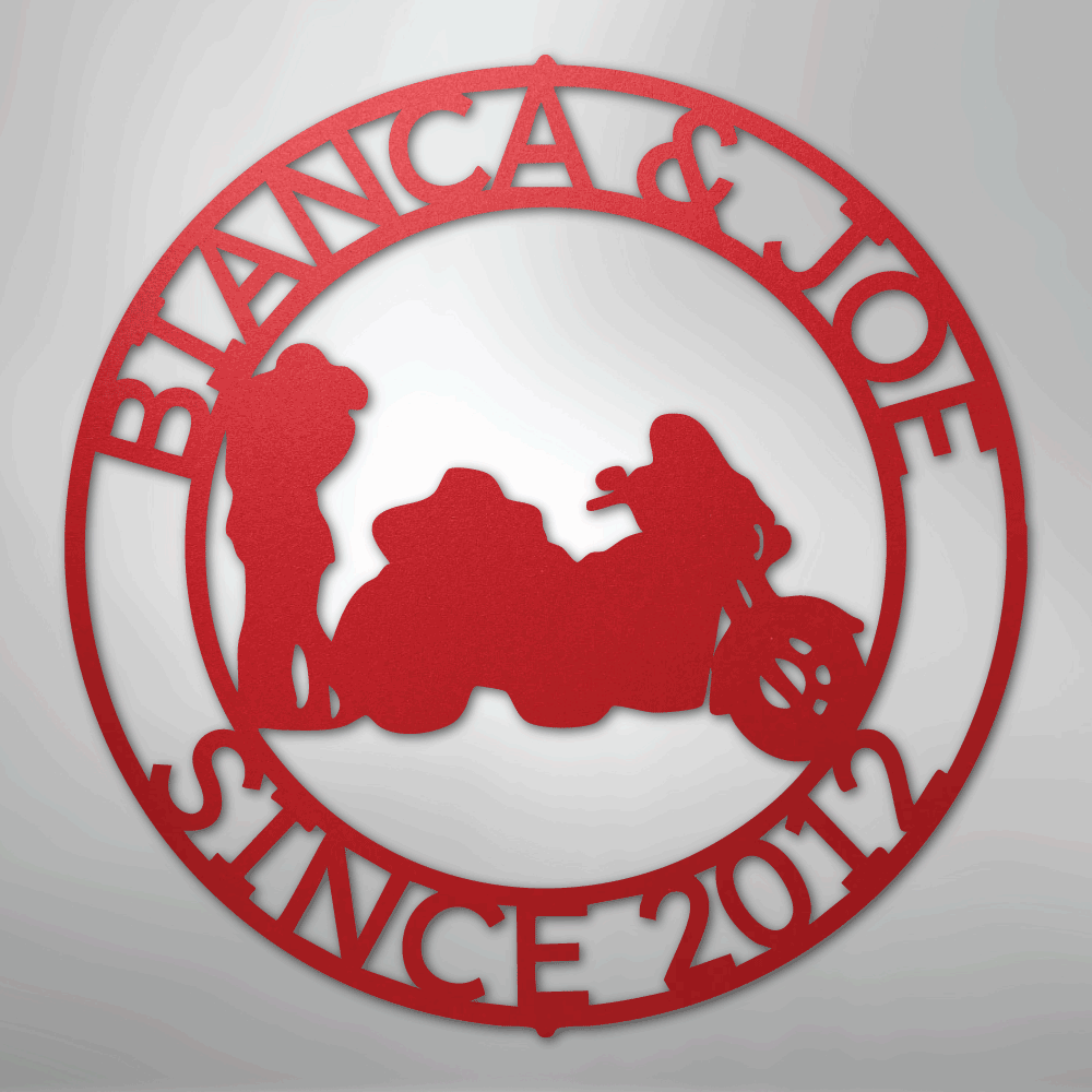 Motorcycle 2 Couple Personalized Steel Metal Sign Wall ArtCustomly Gifts
