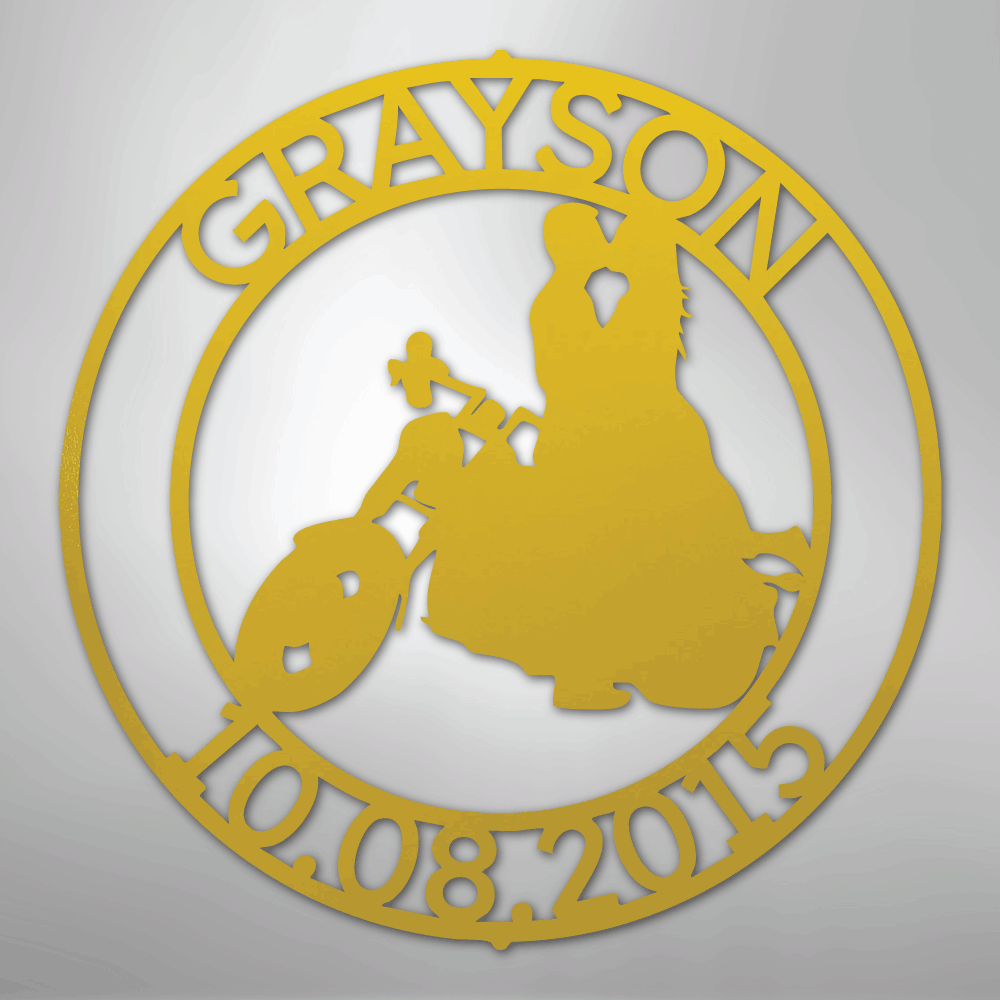 Motorcycle Couple Personalized Steel Metal Sign Wall ArtCustomly Gifts