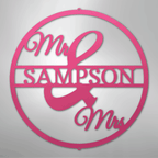 Mr. and Mrs. Circle Personalized Name Steel Metal Sign Wall ArtCustomly Gifts