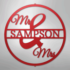 Mr. and Mrs. Circle Personalized Name Steel Metal Sign Wall ArtCustomly Gifts