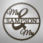 Mr. and Mrs. Circle Personalized Name Steel Metal Sign Wall ArtCustomly Gifts