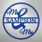 Mr. and Mrs. Circle Personalized Name Steel Metal Sign Wall ArtCustomly Gifts