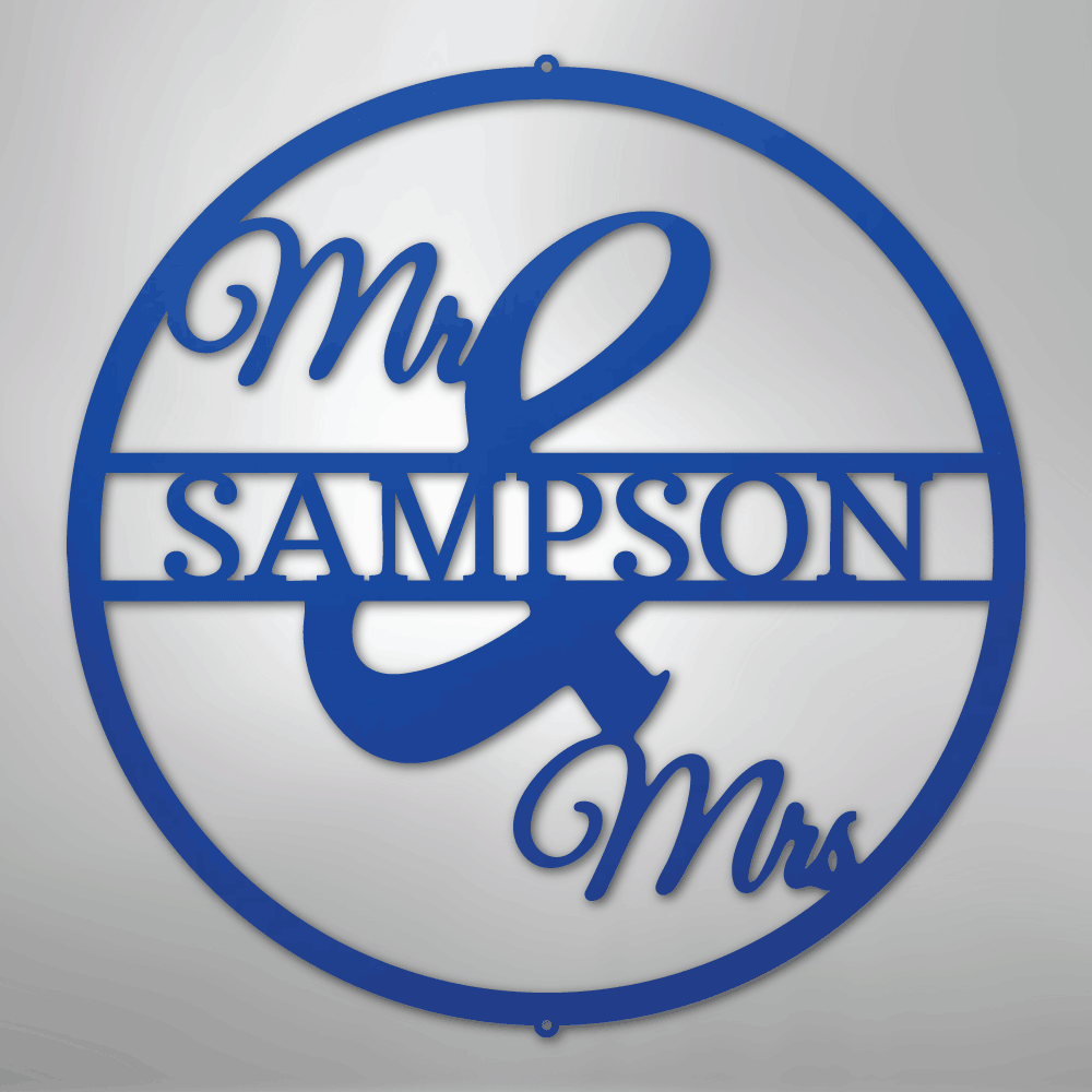 Mr. and Mrs. Circle Personalized Name Steel Metal Sign Wall ArtCustomly Gifts