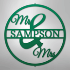 Mr. and Mrs. Circle Personalized Name Steel Metal Sign Wall ArtCustomly Gifts