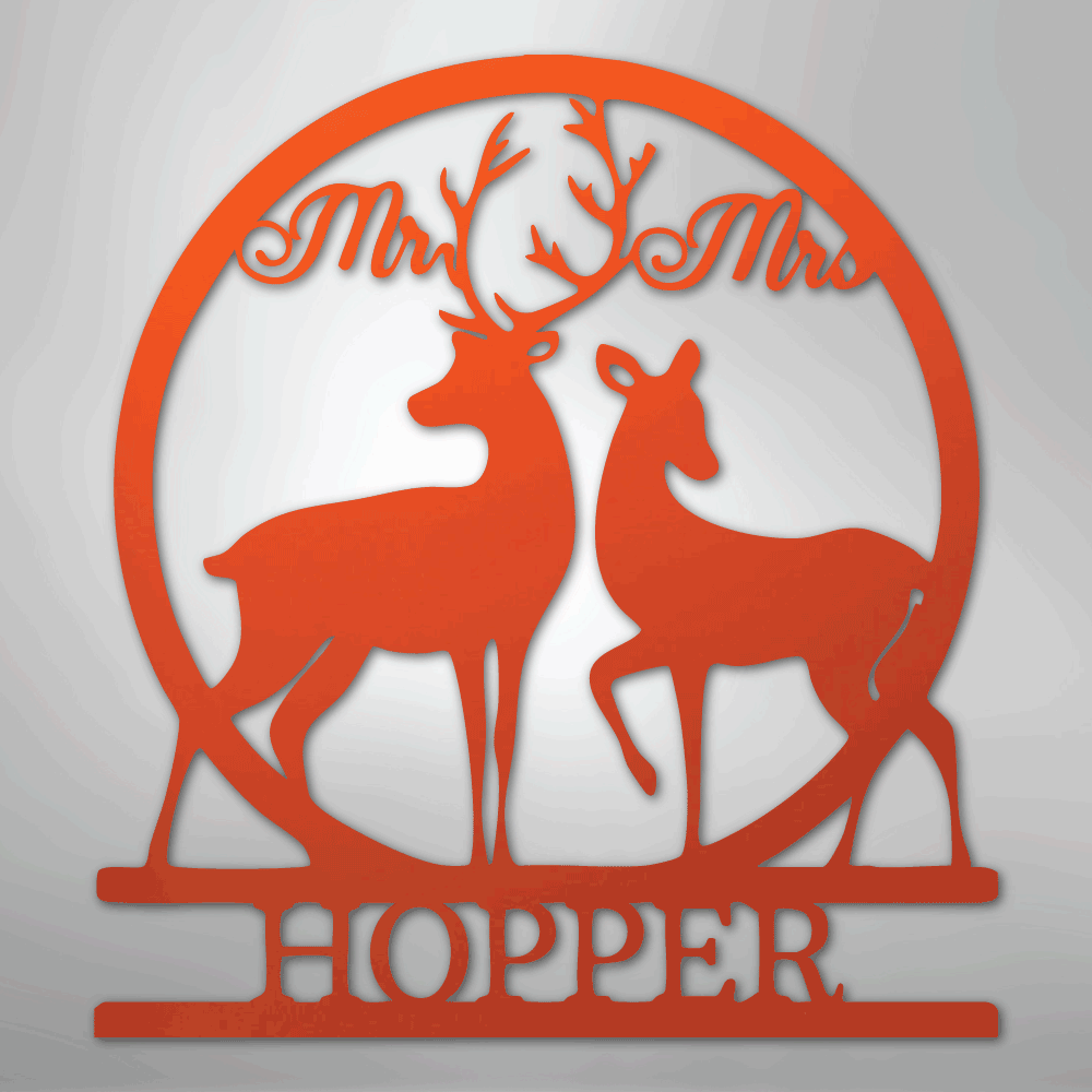Mr. and Mrs. Deer Personalized Name Steel Metal Sign Wall ArtCustomly Gifts