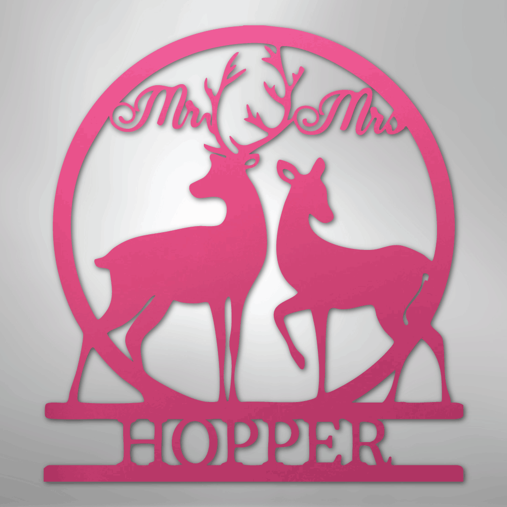 Mr. and Mrs. Deer Personalized Name Steel Metal Sign Wall ArtCustomly Gifts