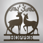 Mr. and Mrs. Deer Personalized Name Steel Metal Sign Wall ArtCustomly Gifts