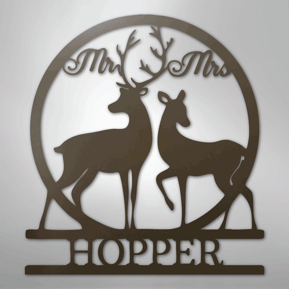 Mr. and Mrs. Deer Personalized Name Steel Metal Sign Wall ArtCustomly Gifts