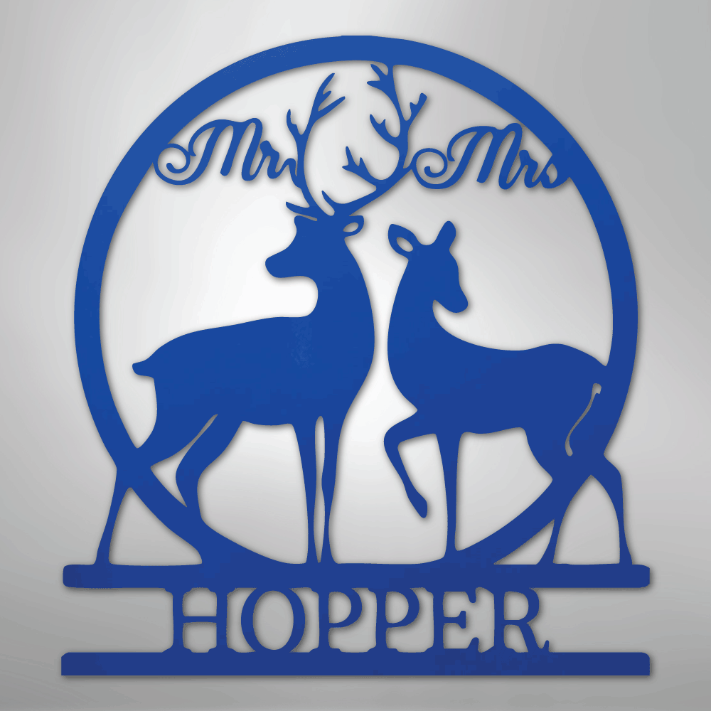 Mr. and Mrs. Deer Personalized Name Steel Metal Sign Wall ArtCustomly Gifts