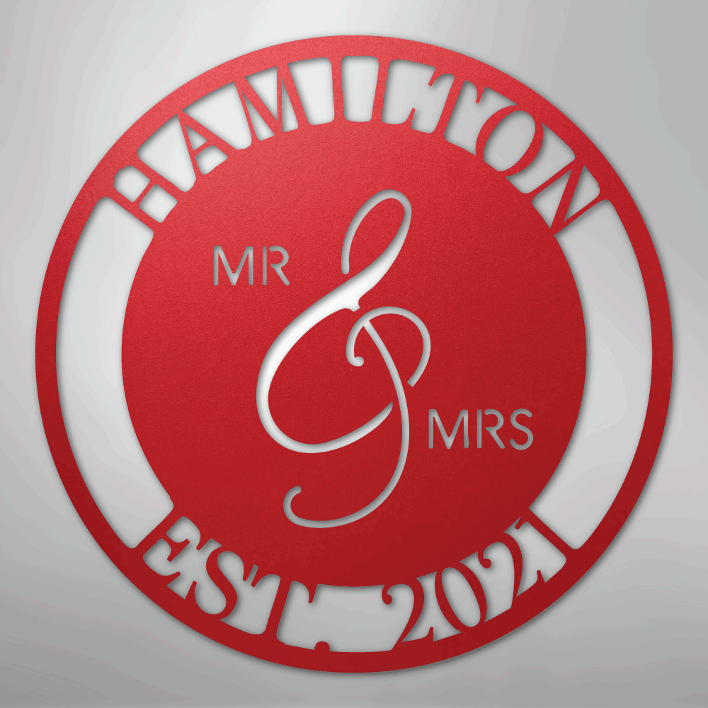 Mr. and Mrs. Personalized Steel Metal Sign Wall ArtCustomly Gifts