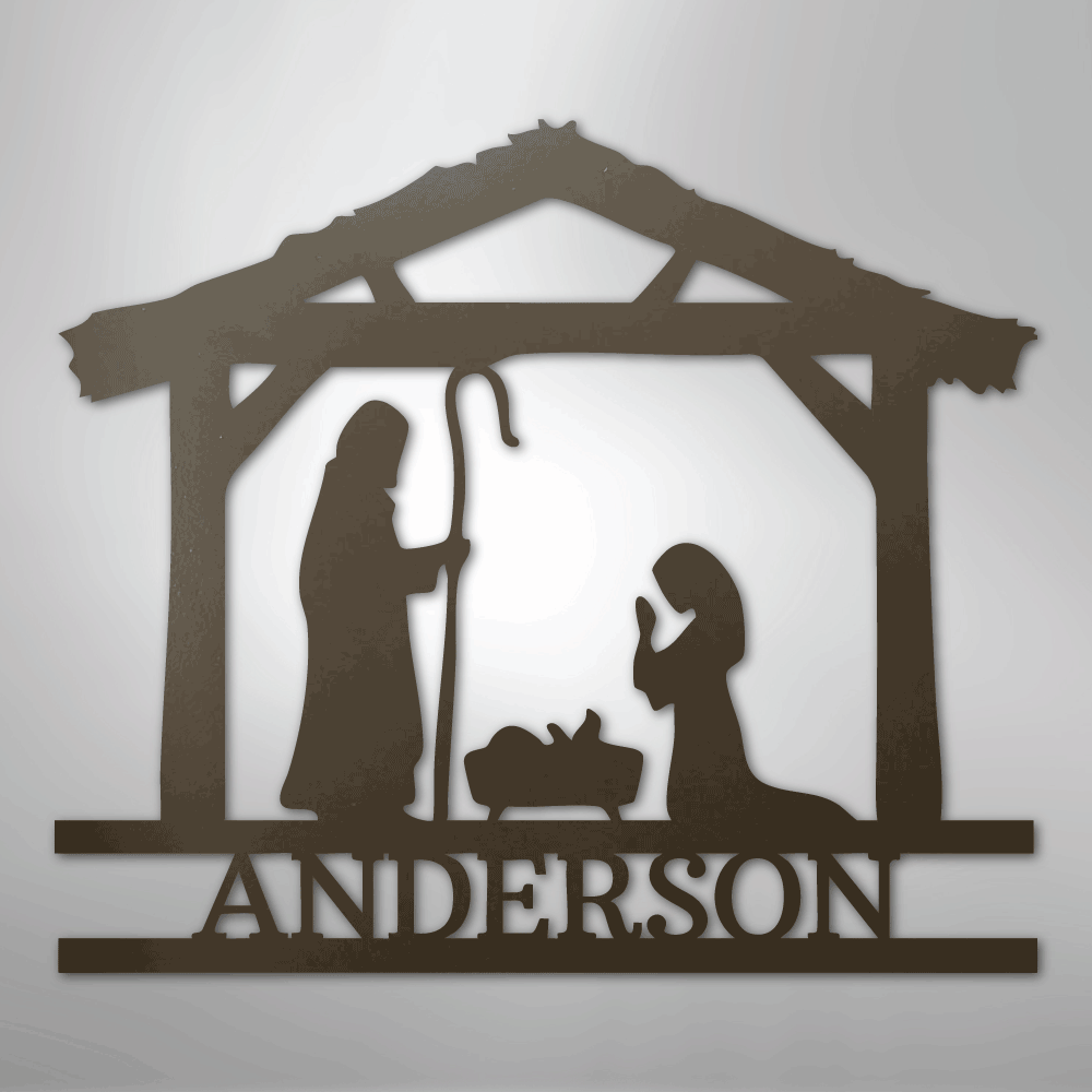 Nativity Simple Scene Christmas Personalized Steel Metal SignCustomly Gifts