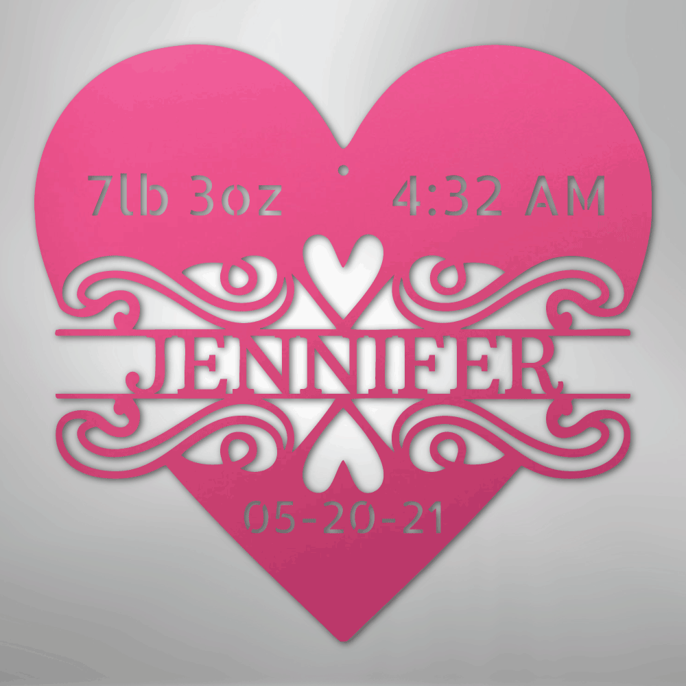 Newborn Love Personalized Baby Name Stats Steel Metal SignCustomly Gifts