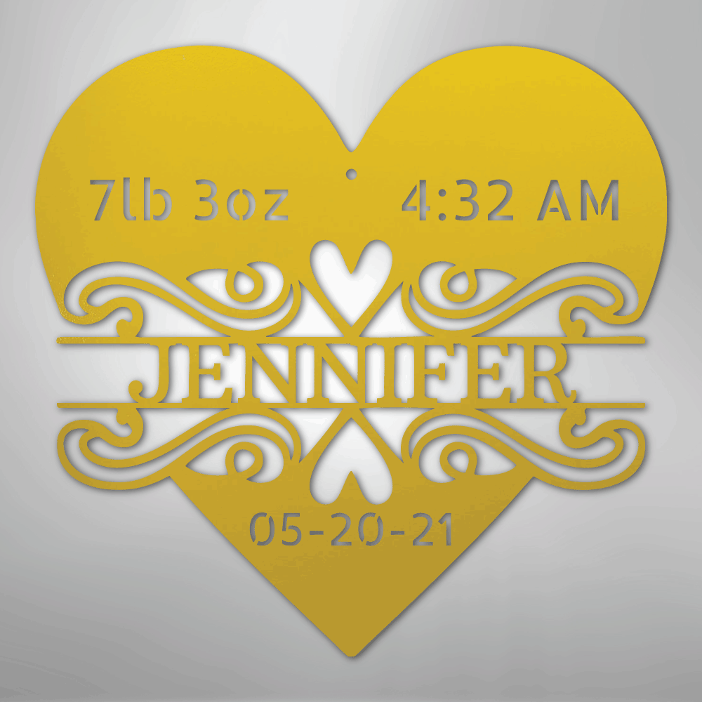 Newborn Love Personalized Baby Name Stats Steel Metal SignCustomly Gifts