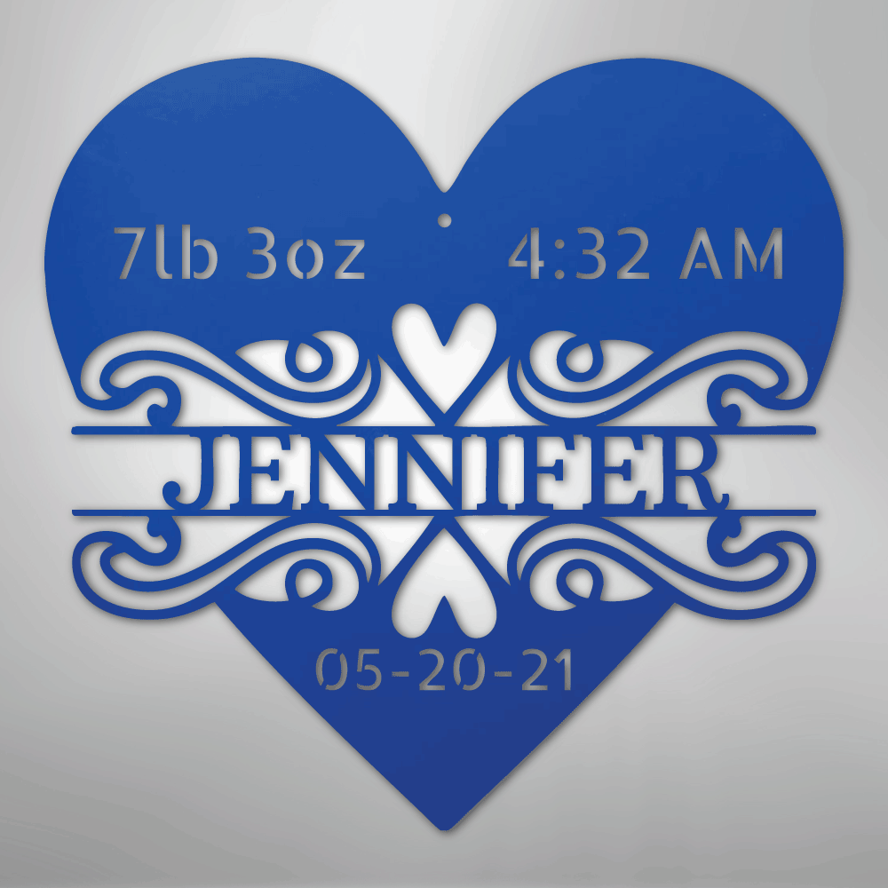 Newborn Love Personalized Baby Name Stats Steel Metal SignCustomly Gifts