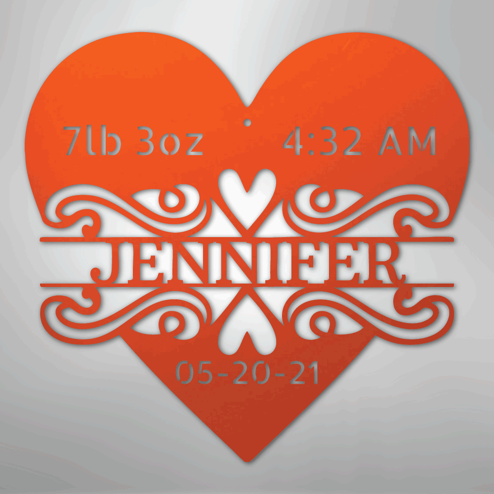 Newborn Love Personalized Baby Name Stats Steel Metal SignCustomly Gifts