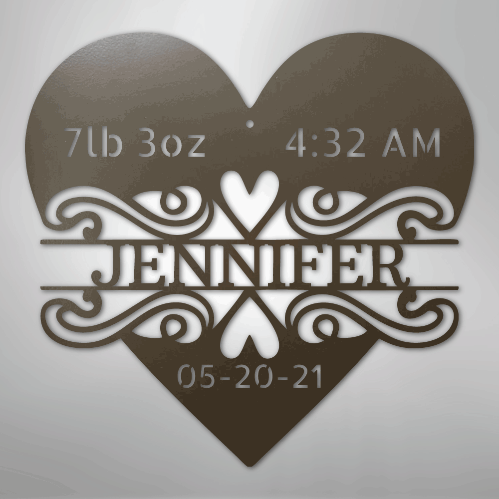 Newborn Love Personalized Baby Name Stats Steel Metal SignCustomly Gifts