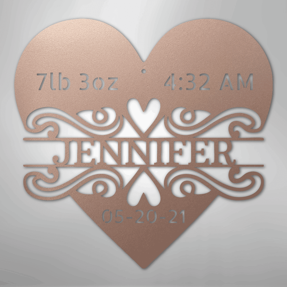 Newborn Love Personalized Baby Name Stats Steel Metal SignCustomly Gifts