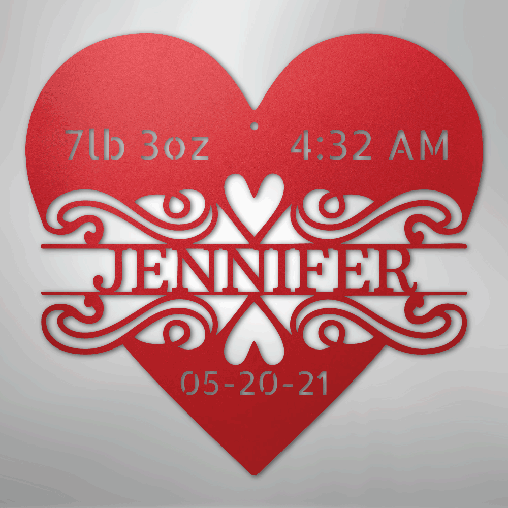 Newborn Love Personalized Baby Name Stats Steel Metal SignCustomly Gifts