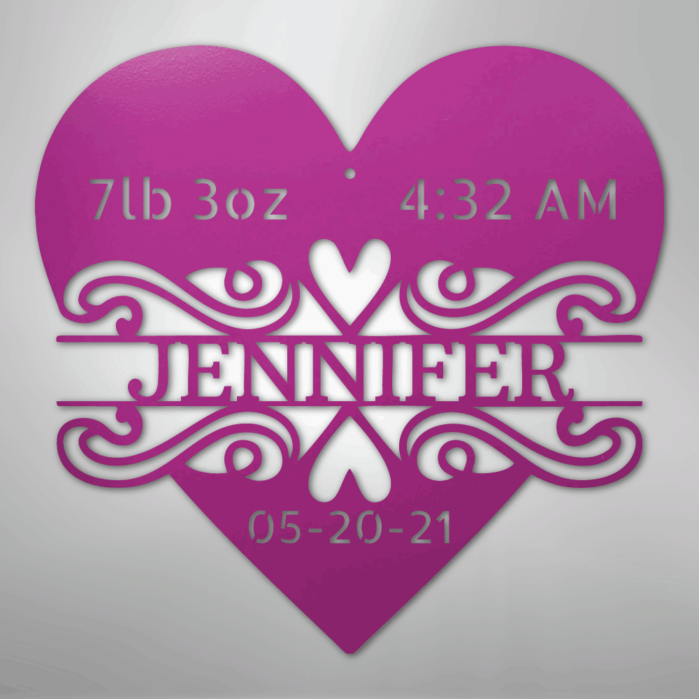 Newborn Love Personalized Baby Name Stats Steel Metal SignCustomly Gifts