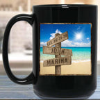 Ocean Beach Scene Personalized Multi - Names Directional Sign MugCustomly Gifts