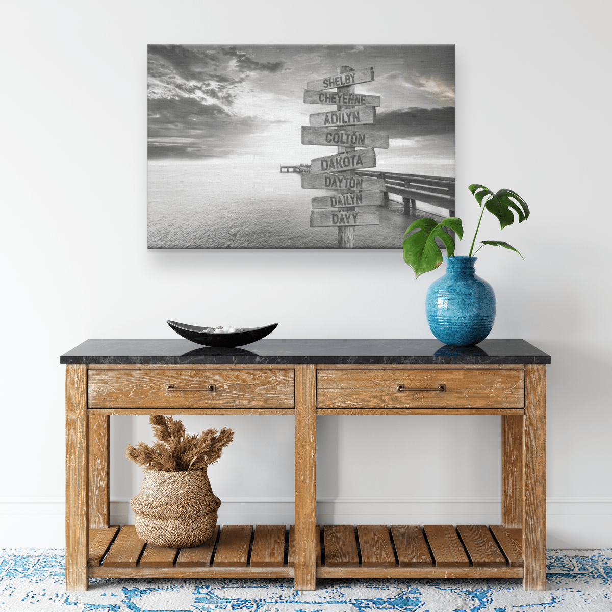 Ocean Dock 8 Name Directional Post and Signs-MERCEDES WALTERSCustomly Gifts