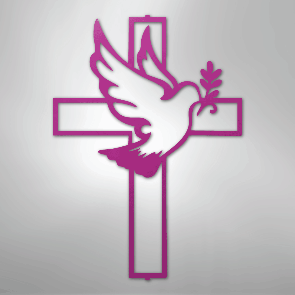 Peaceful Dove and Cross Steel Metal Sign Wall ArtCustomly Gifts