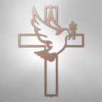 Peaceful Dove and Cross Steel Metal Sign Wall ArtCustomly Gifts