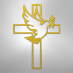 Peaceful Dove and Cross Steel Metal Sign Wall ArtCustomly Gifts