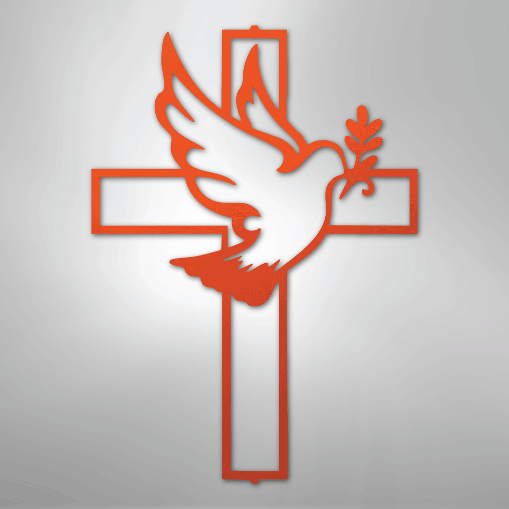 Peaceful Dove and Cross Steel Metal Sign Wall ArtCustomly Gifts