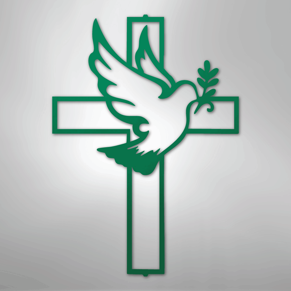 Peaceful Dove and Cross Steel Metal Sign Wall ArtCustomly Gifts