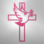 Peaceful Dove and Cross Steel Metal Sign Wall ArtCustomly Gifts