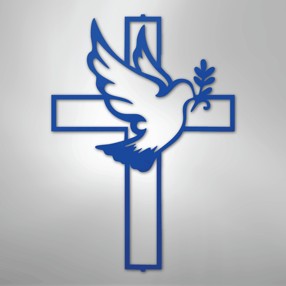 Peaceful Dove and Cross Steel Metal Sign Wall ArtCustomly Gifts