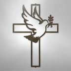 Peaceful Dove and Cross Steel Metal Sign Wall ArtCustomly Gifts