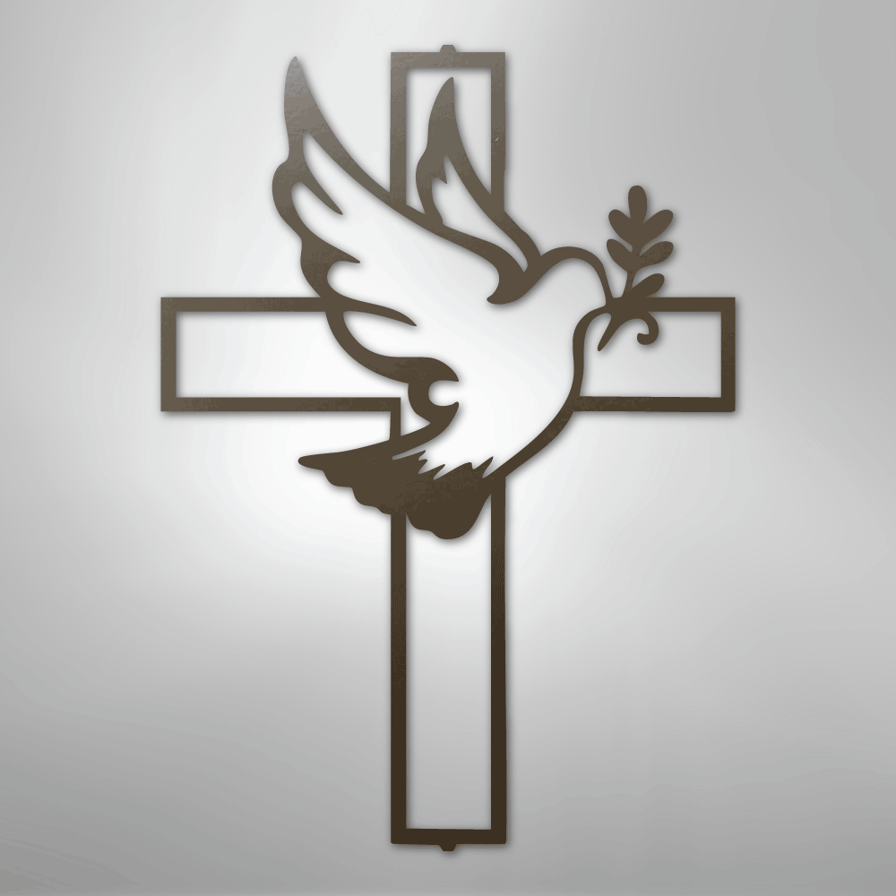 Peaceful Dove and Cross Steel Metal Sign Wall ArtCustomly Gifts
