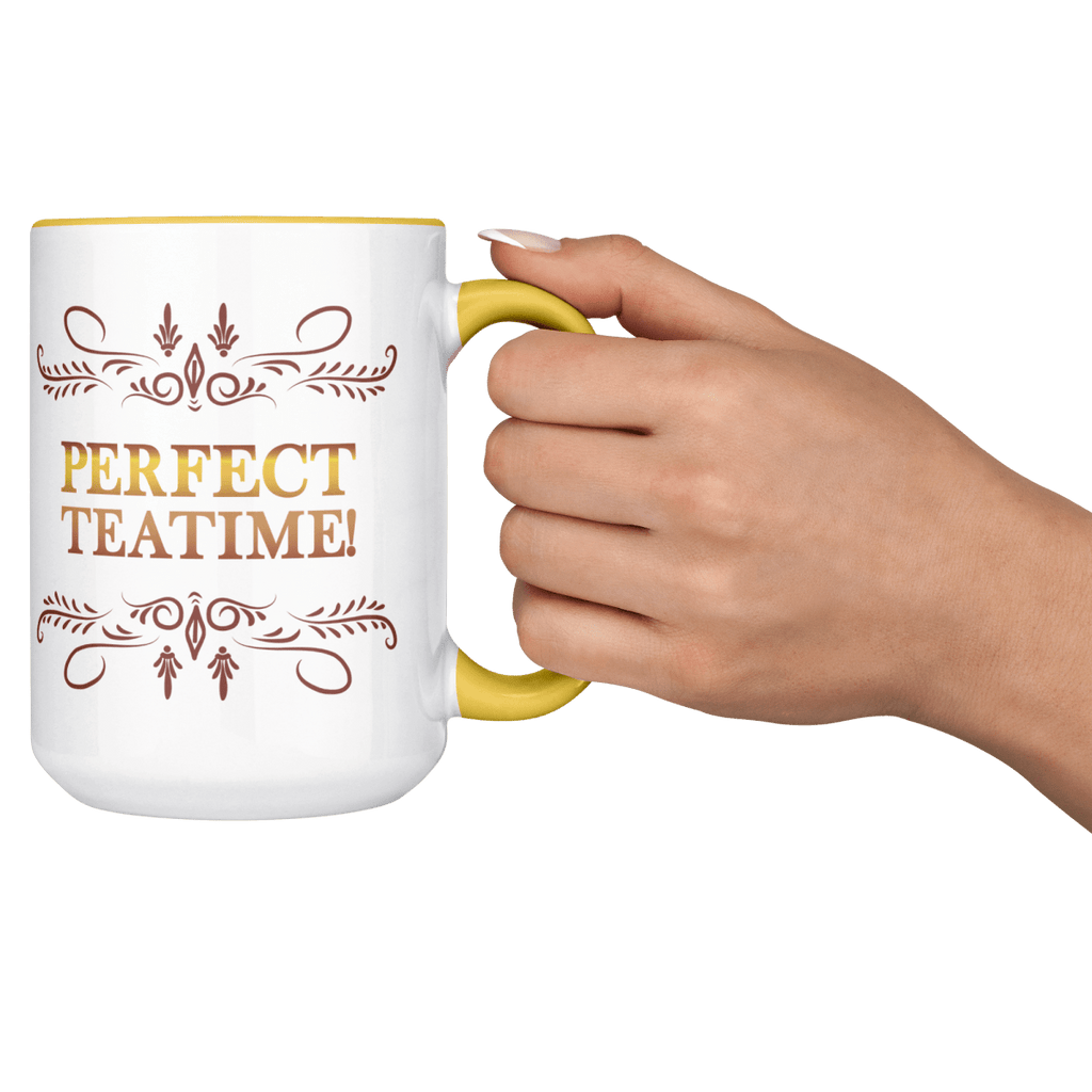 Perfect TeaTime 2 Tone White - Yellow 15oz MugCustomly Gifts