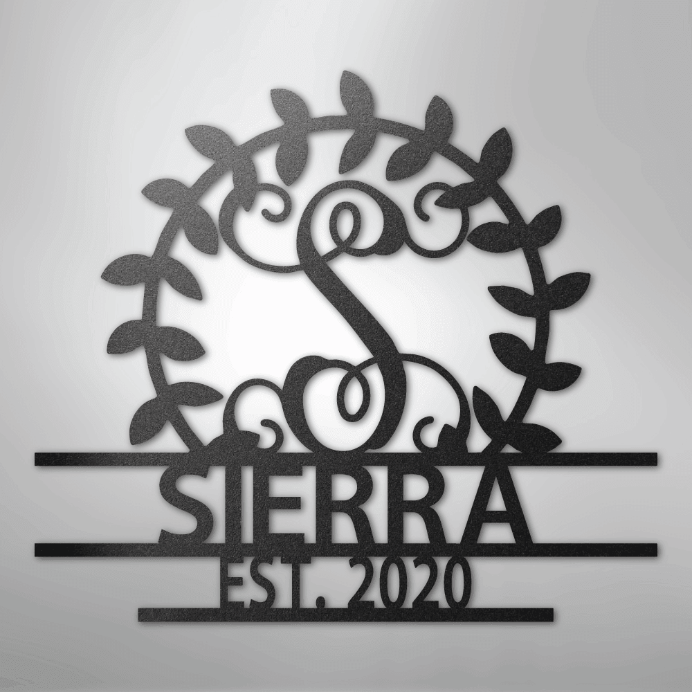 Personalized Crest Initial Name Text Steel Metal Sign Wall ArtCustomly Gifts