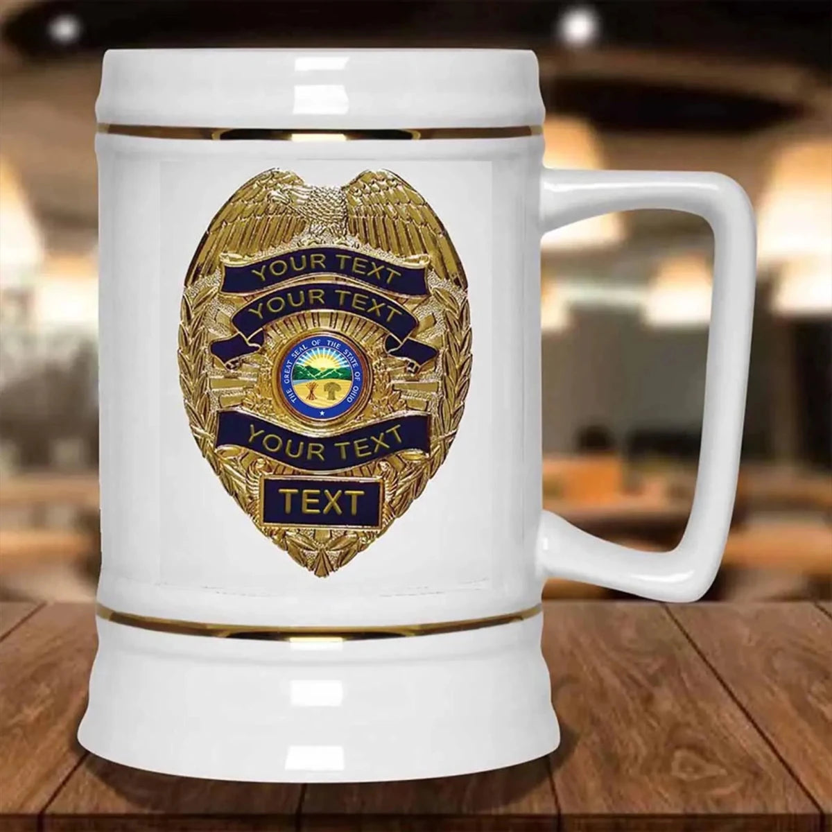 Personalized Police Officer Gold Badge State Seal MugsCustomly Gifts