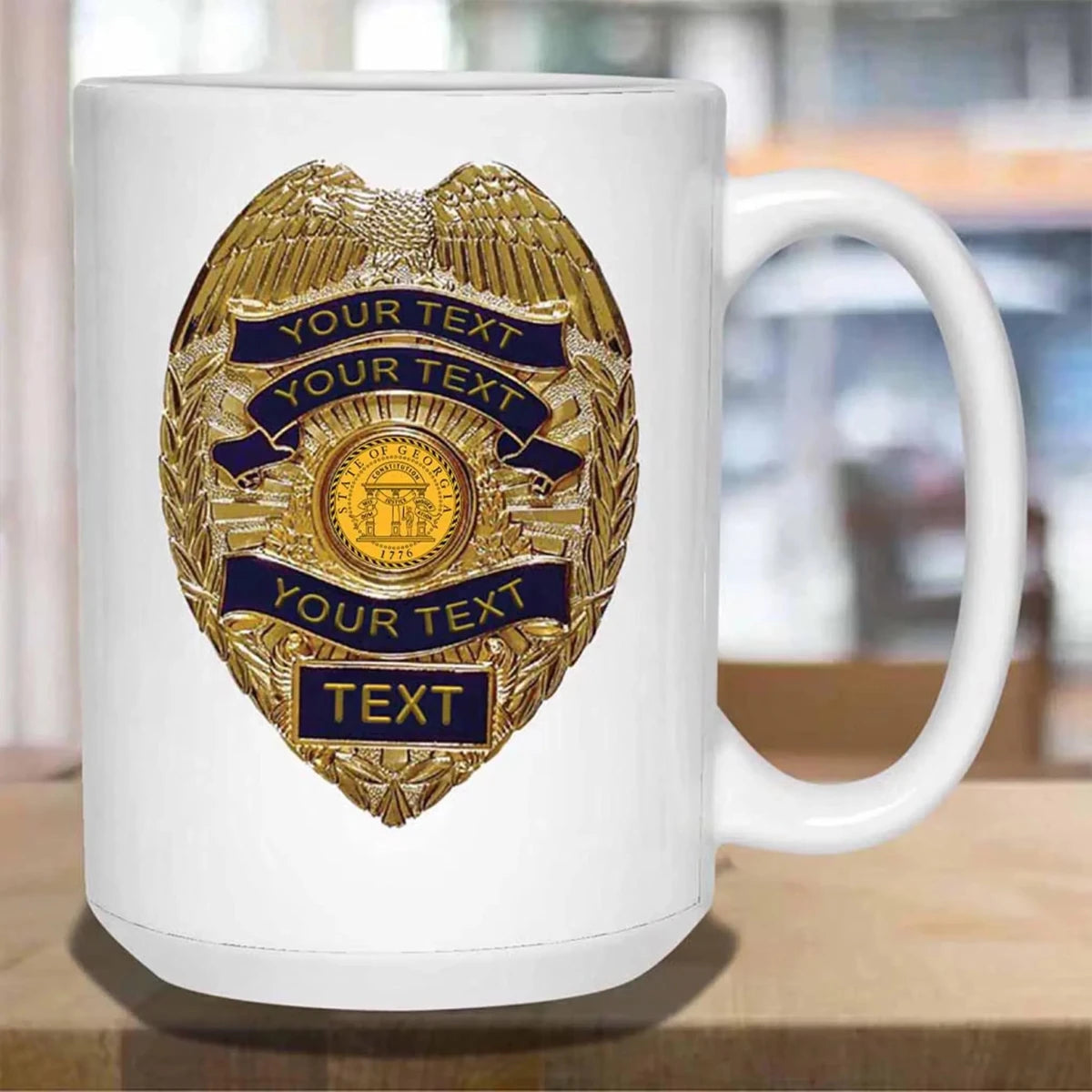 Personalized Police Officer Gold Badge State Seal MugsCustomly Gifts