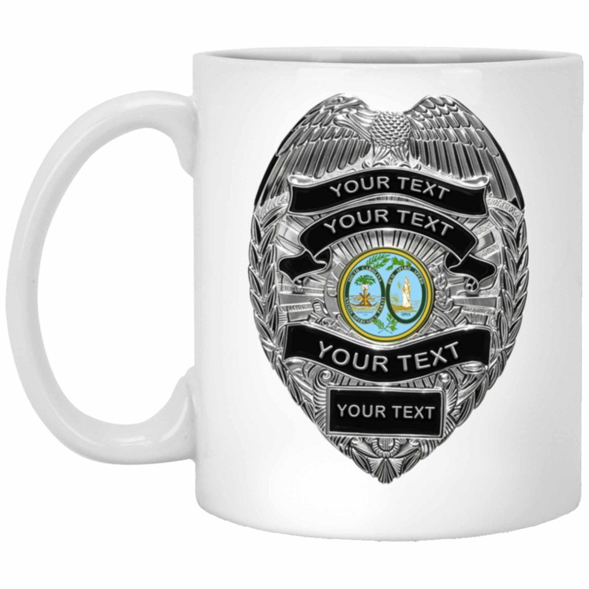 Personalized Police Officer Silver Badge State Seal MugsCustomly Gifts