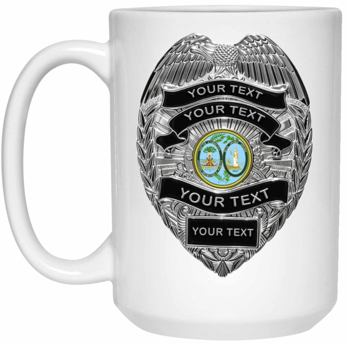 Personalized Police Officer Silver Badge State Seal MugsCustomly Gifts