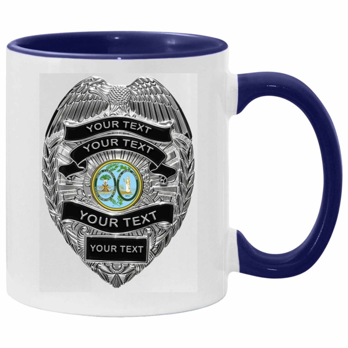 Personalized Police Officer Silver Badge State Seal MugsCustomly Gifts