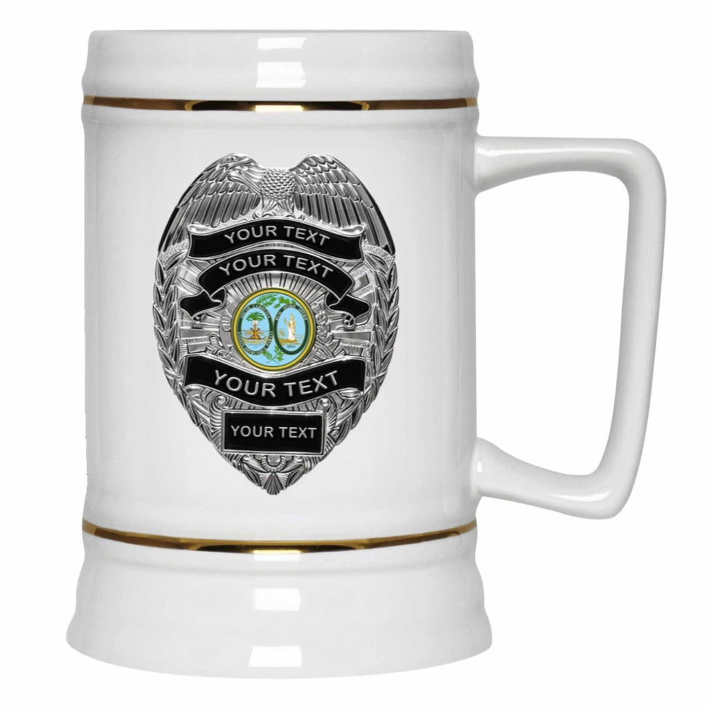 Personalized Police Officer Silver Badge State Seal MugsCustomly Gifts